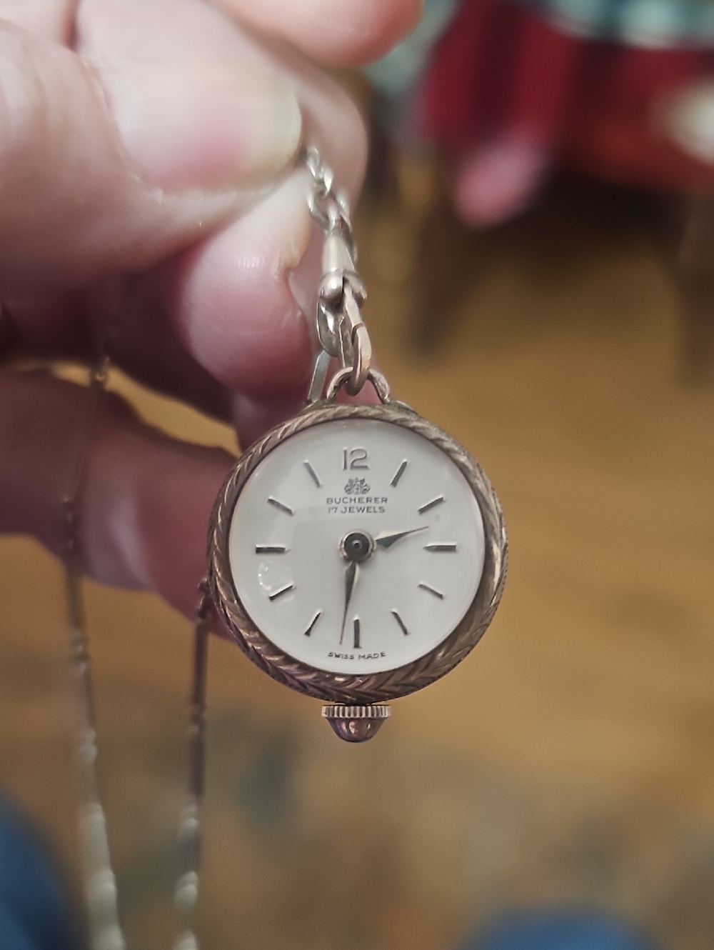 Bucherer SILVER 800 Stamped Pendant Watch 17 Jewel